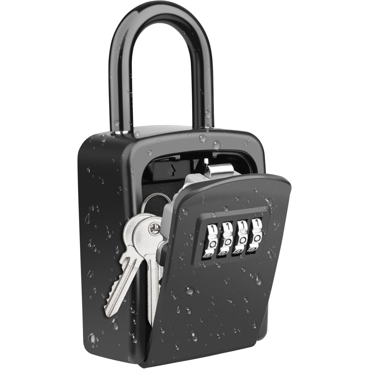 Key Lock Box, Diyife 4-Digit Security Combination Lock Box for House Key Weatherproof, Hanging Mounted, 5 House Keys Capacity, Portable Spare Key Storage Box for Home Apartment Office Garage Airbnb