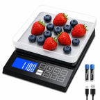 Diyife Large Digital Kitchen Scale with%Percentage &Hold Function,0.1g/5kg, IP67 Waterproof Baking Scale, USB‑C Rechargeable, 7.9x7.9" Food Scales with Large LCD Display for Cooking,Stainless Steel Pan