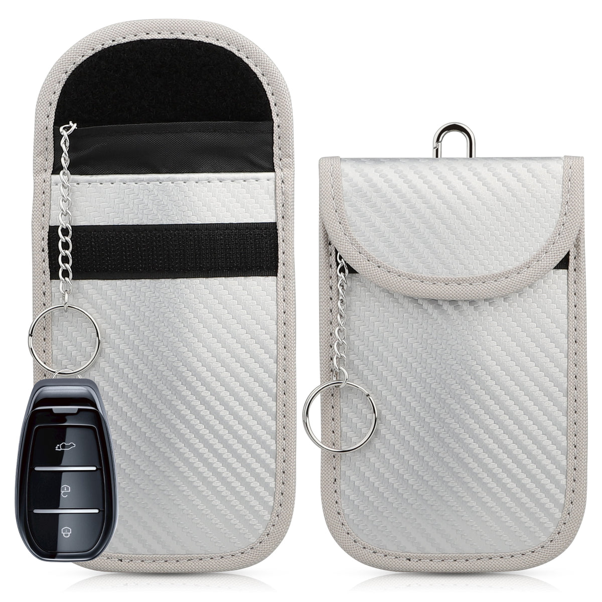 Diyife 2 Pack Faraday Pouch, RFID NFC Car Key Signal Blocker Pouch, Full Shielding Keyless Entry Anti-Theft Relay Attack Faraday Bag for Car Motorcycle Keys, Bank Cards and ID Cards