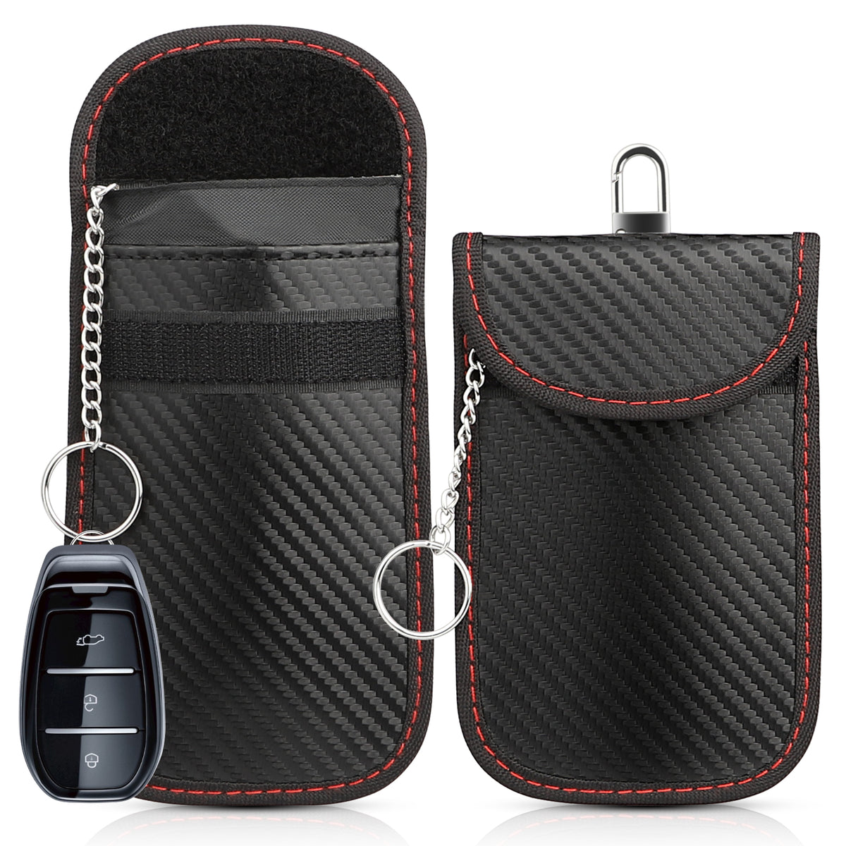 Diyife 2 Pack Faraday Pouch, RFID NFC Car Key Signal Blocker Pouch, Full Shielding Keyless Entry Anti-Theft Relay Attack Faraday Bag for Car Motorcycle Keys, Bank Cards and ID Cards