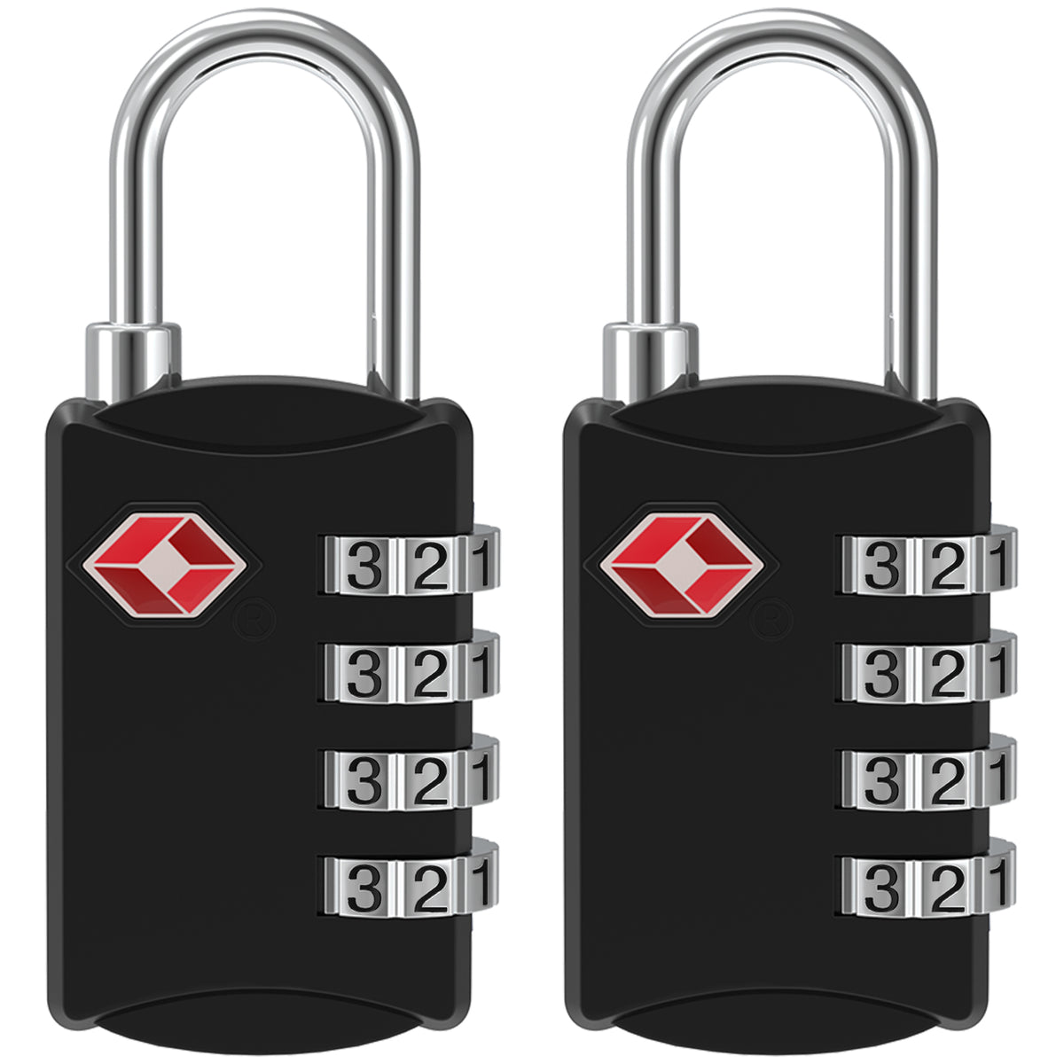 Diyife TSA Combination Padlock, 4 Digit Luggage Lock, Black, for Suitcase, Travel Bag, Gym Locker