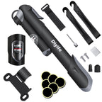 Diyife Bike Pump [Classic Edition] [with Pressure Gauge] – Mini Bicycle Pump with Needle, Glue-Free Connection Kit, Valve Caps & Mount – Fits Presta/Schrader