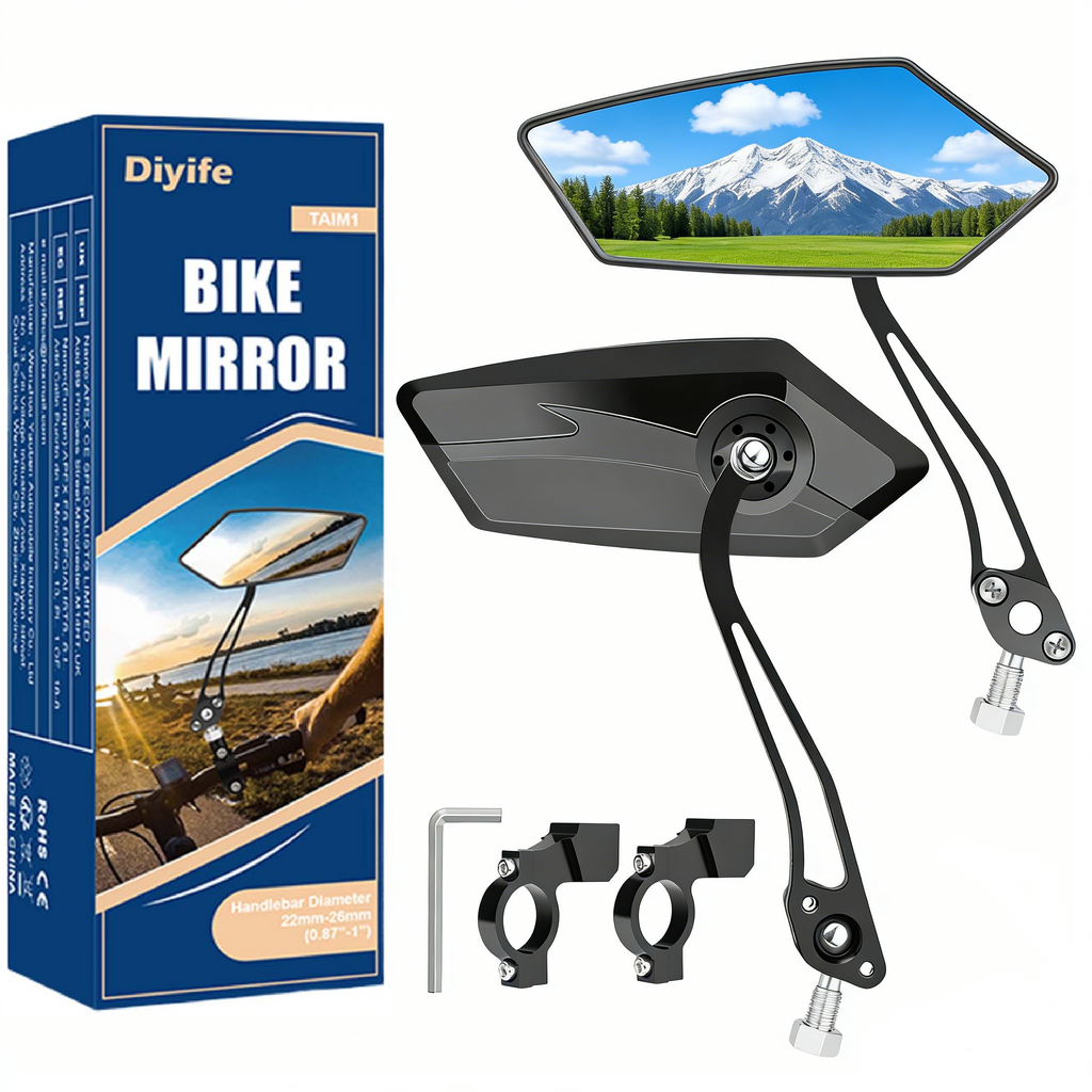 Diyife Bike Mirrors, HD Version Large Bicycle Mirrors for Handlebars