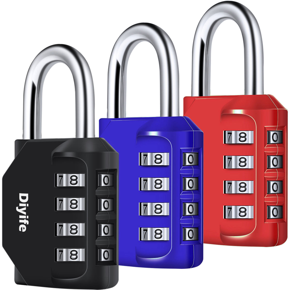 Diyife Combination Padlock, Weatherproof 4 Digit Resettable Locker Lock