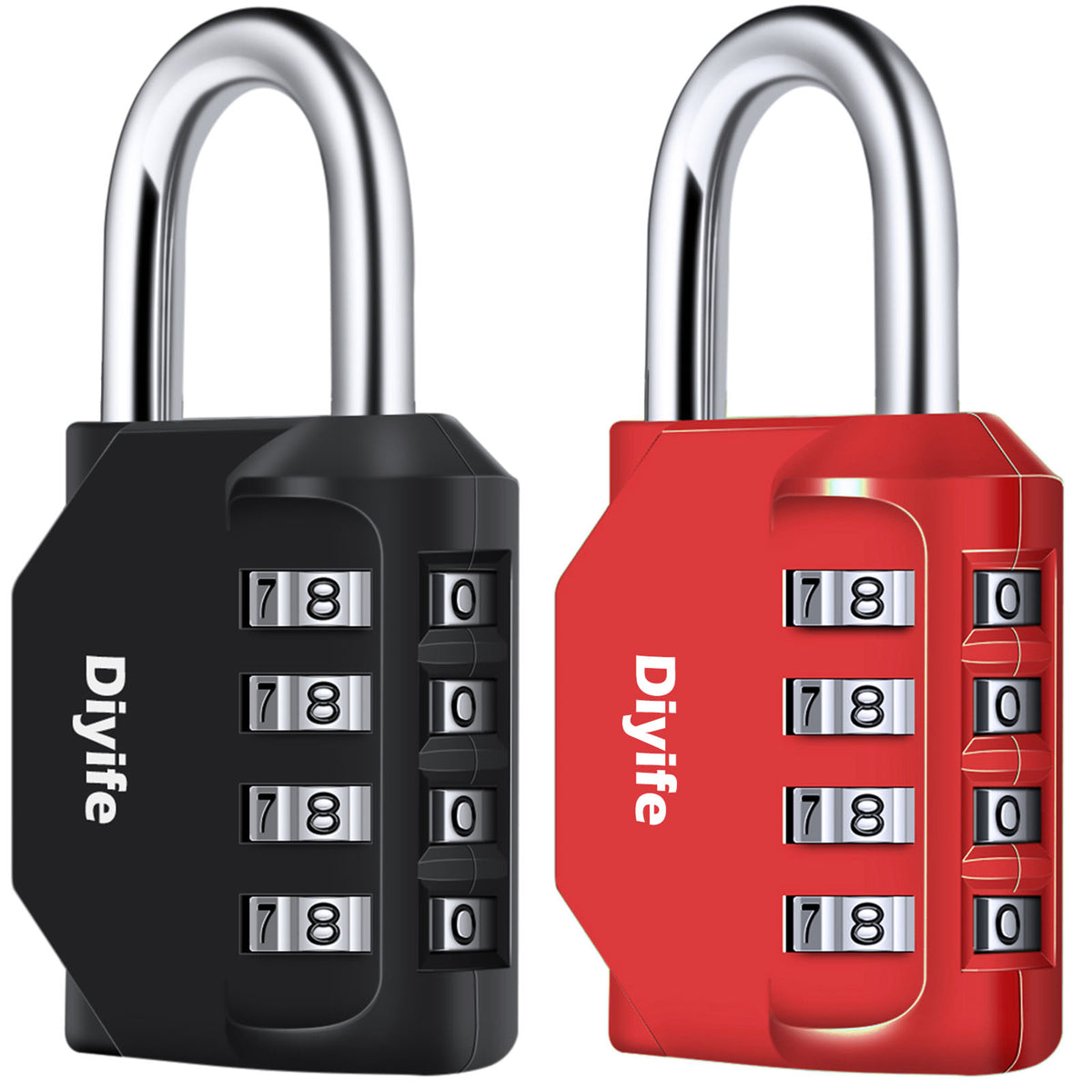 Diyife Combination Padlock, Weatherproof 4 Digit Resettable Locker Lock