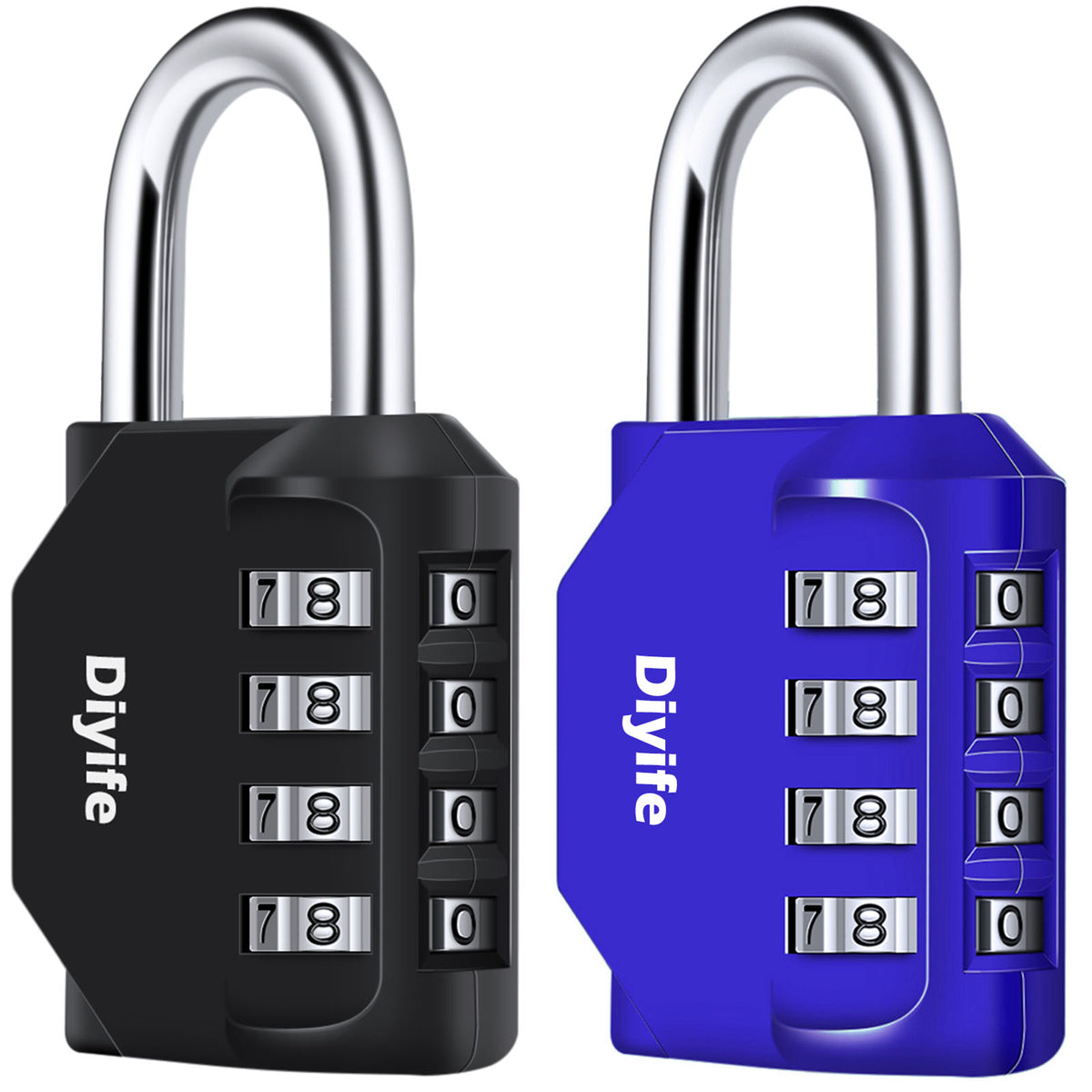 Diyife Combination Padlock, Weatherproof 4 Digit Resettable Locker Lock