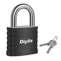 Heavy Duty Key Padlock, [Anti-Theft] Diyife Padlock with Keys Weatherproof, Thickened Shackle, Outdoor Padlocks Anticut, Anti-Rust Steel for School Gym Locker, Garage, Shed, Fence, Yard
