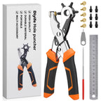 Diyife Belt Hole Puncher for Leather, [Complete Professional Kit] Ergonomic Effortless 6-Sizes Leather Hole Punch with 6 Spare Punches and 5 Brass Anvils for Belts, Fabric, Plastic, Watch Band