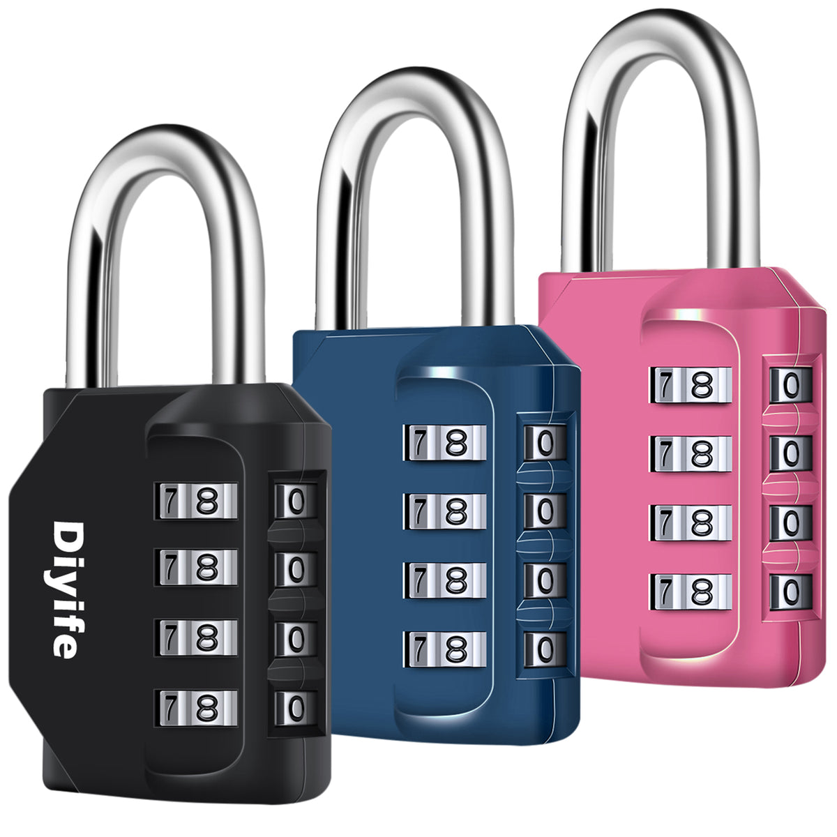 Diyife Combination Padlock, Weatherproof 4 Digit Resettable Locker Lock
