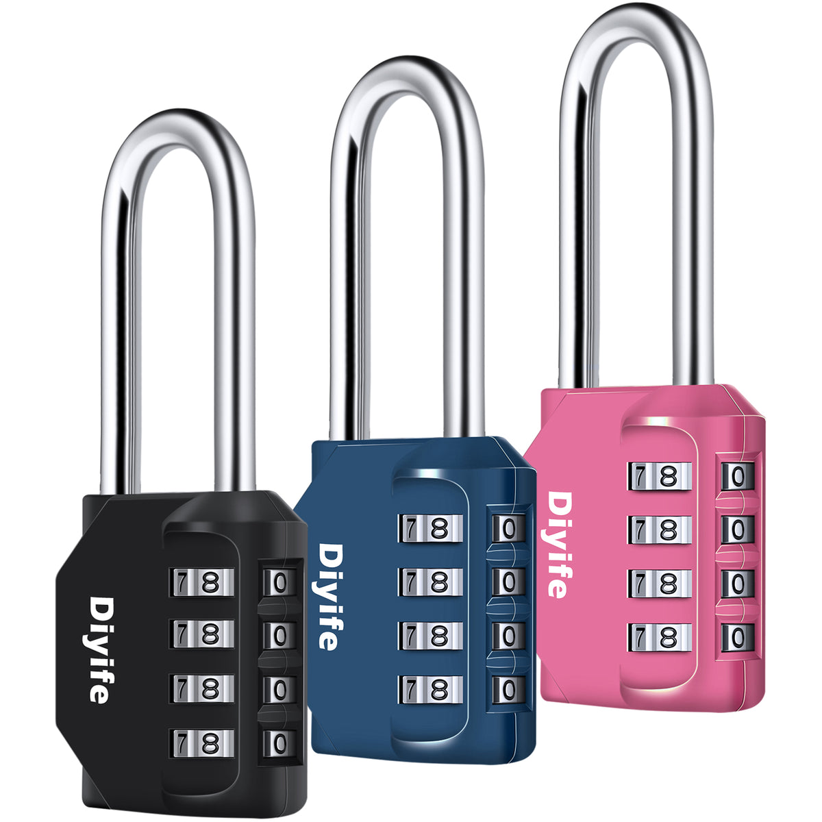 Diyife 4 Digit Combination Padlock, [2.6 inch Long Shackle] Locker Lock Weatherproof Lock Outdoor Combination Lock for School Gym Locker, Toolbox, Fence, Hasp, Cabinet, Shed, Cabinet