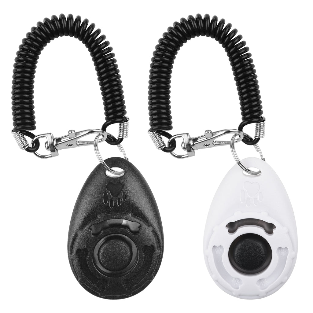 Dog Clickers, [2 PCS] Diyife Dog Training Clickers with Wrist Strap Lightweight, Pet Behavioral Training Tools for Puppy, Cats, Birds, Hamsters, for Pet Lovers (Black&White)