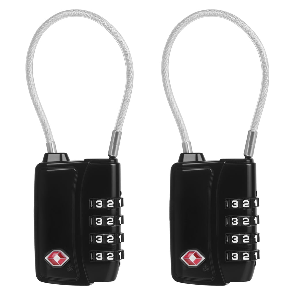 Diyife TSA008 Travel Luggage Lock, 2 Pack 4-Digit Resettable Combination Padlock with Open Alert Indicator & Flexible Cable, Security Upgrade Small Round Lock for Suitcases & Cases