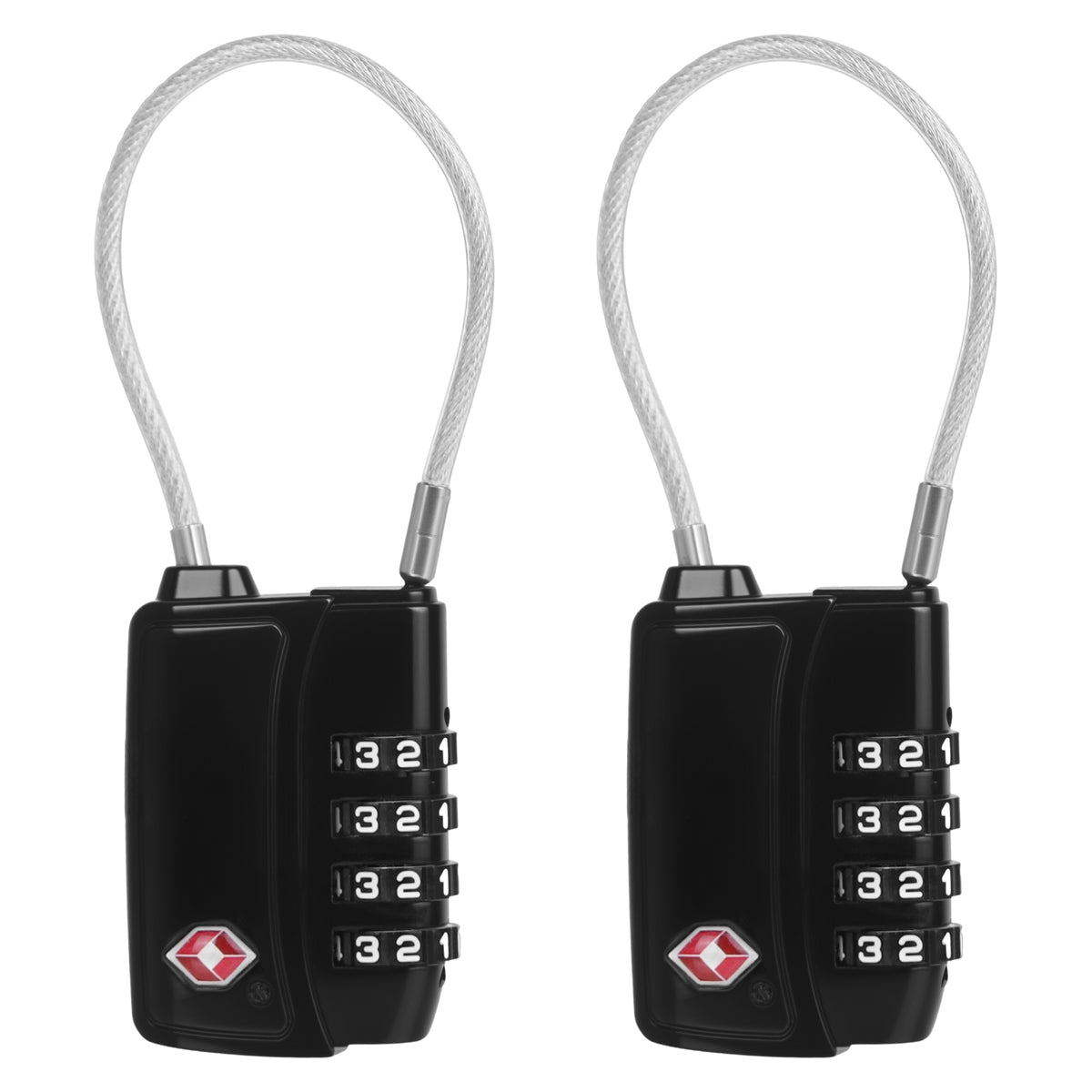 Diyife TSA008 Travel Luggage Lock, 2 Pack 4-Digit Resettable Combination Padlock with Open Alert Indicator & Flexible Cable, Security Upgrade Small Round Lock for Suitcases & Cases