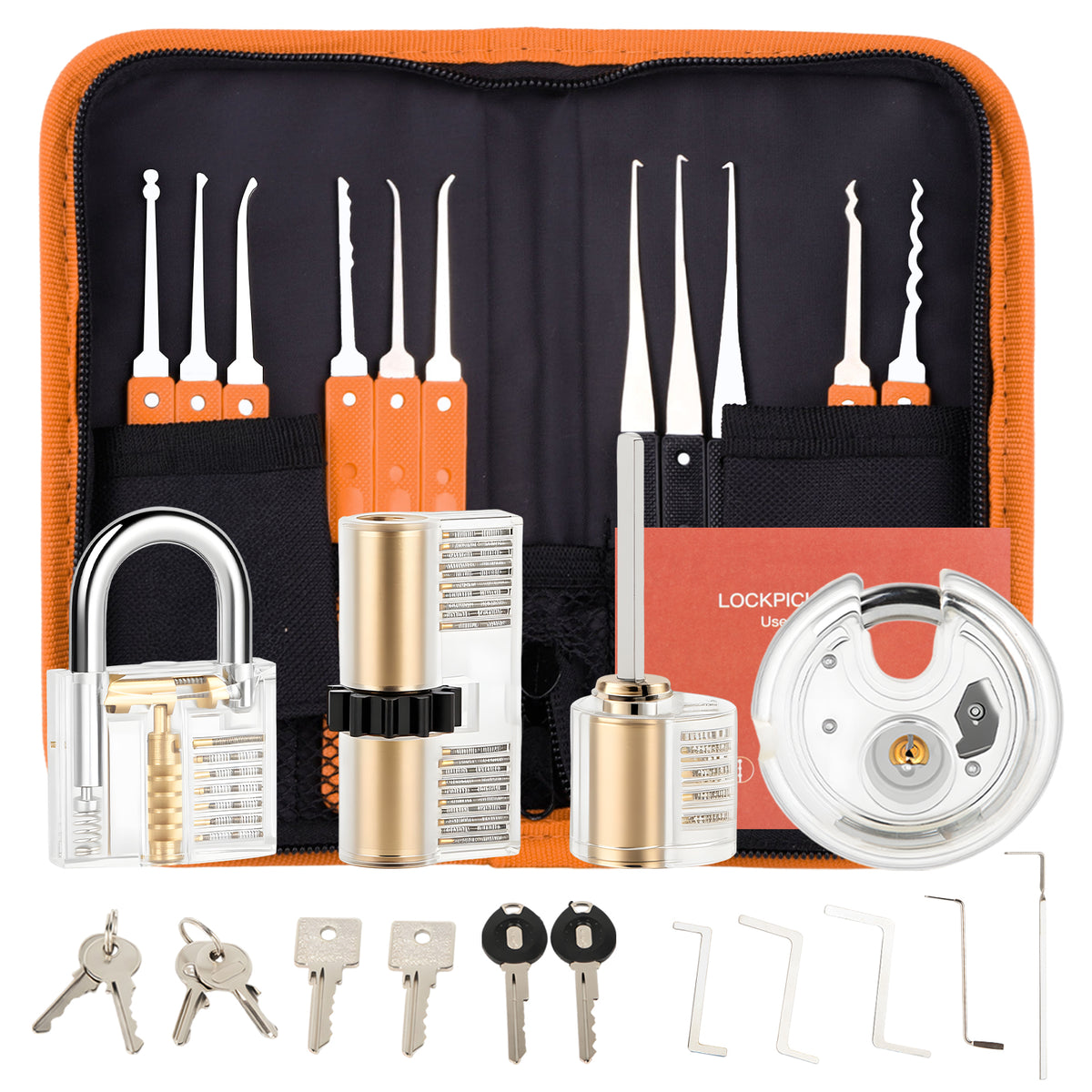 Diyife Advanced Lock Mechanism Training Kit – 25-Piece Set with 4 Clear Practice Locks