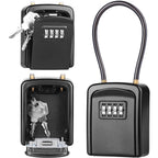 Key Safe Box, [Weatherproof] Diyife 4-Digit Combination Key Lock Box Removable Wire Rope Shackle, Hangable Portable Security Key Lock Box for Home Office Garage School