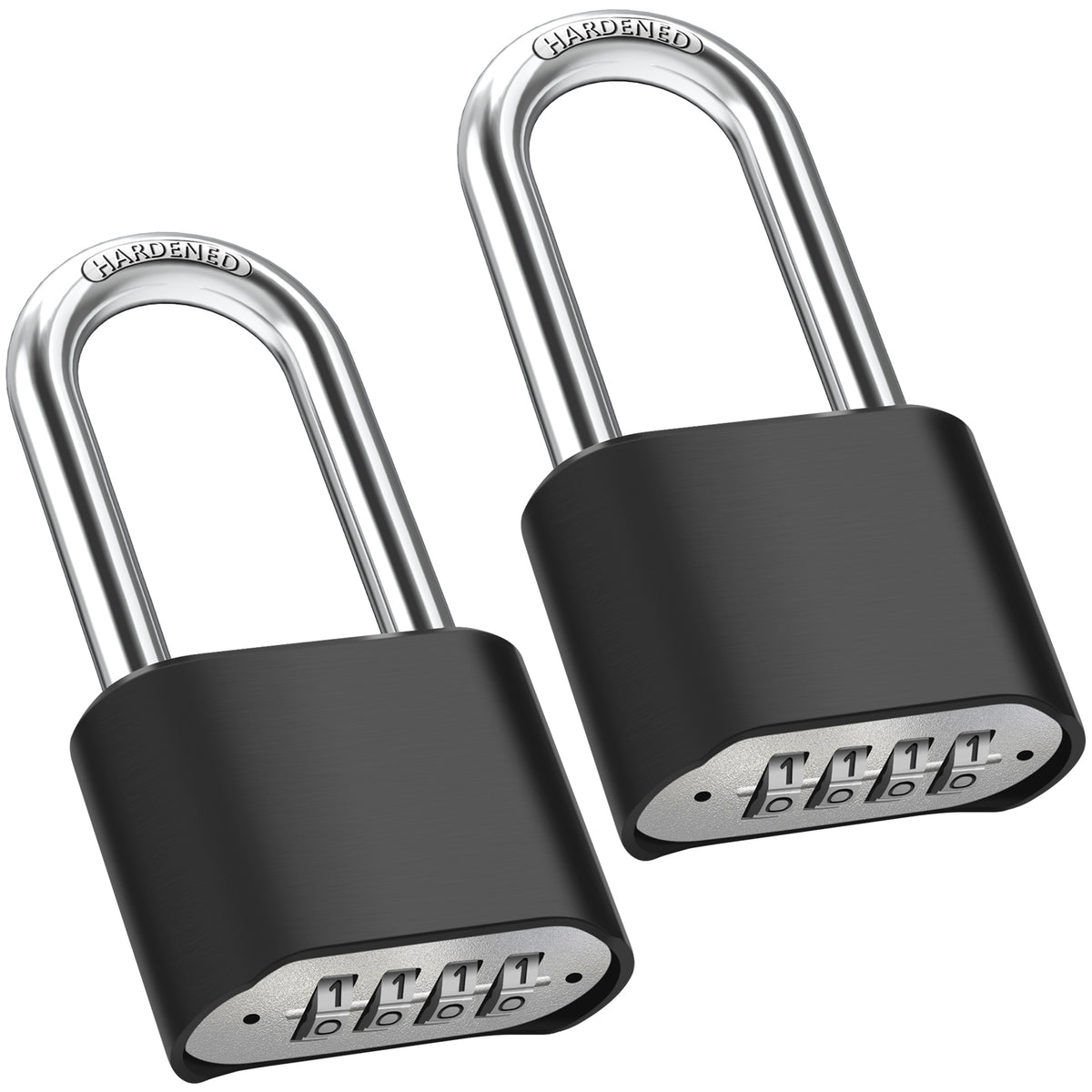 Large Heavy Duty Combination Padlock, [Long Shackle 8mm Thick] Diyife 51.5mm 4 Digit Locker Lock Weatherproof Outdoor Combination Lock for Gate, Shed, Fence, Cabinet, School, Gym (Black)