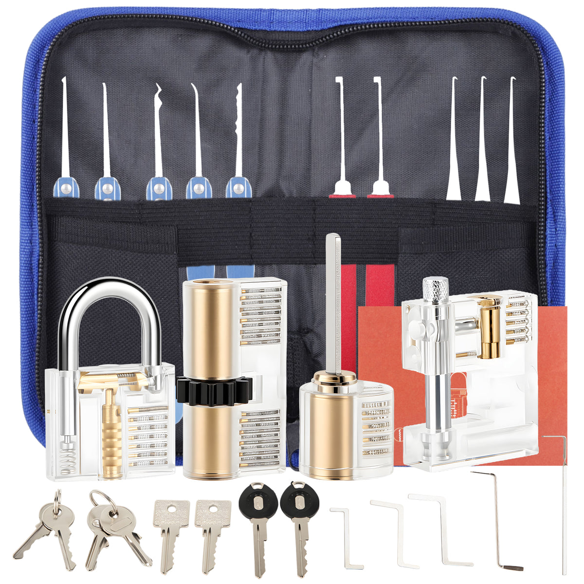 Diyife Advanced Lock Mechanism Training Kit – 25-Piece Set with 4 Clear Practice Locks