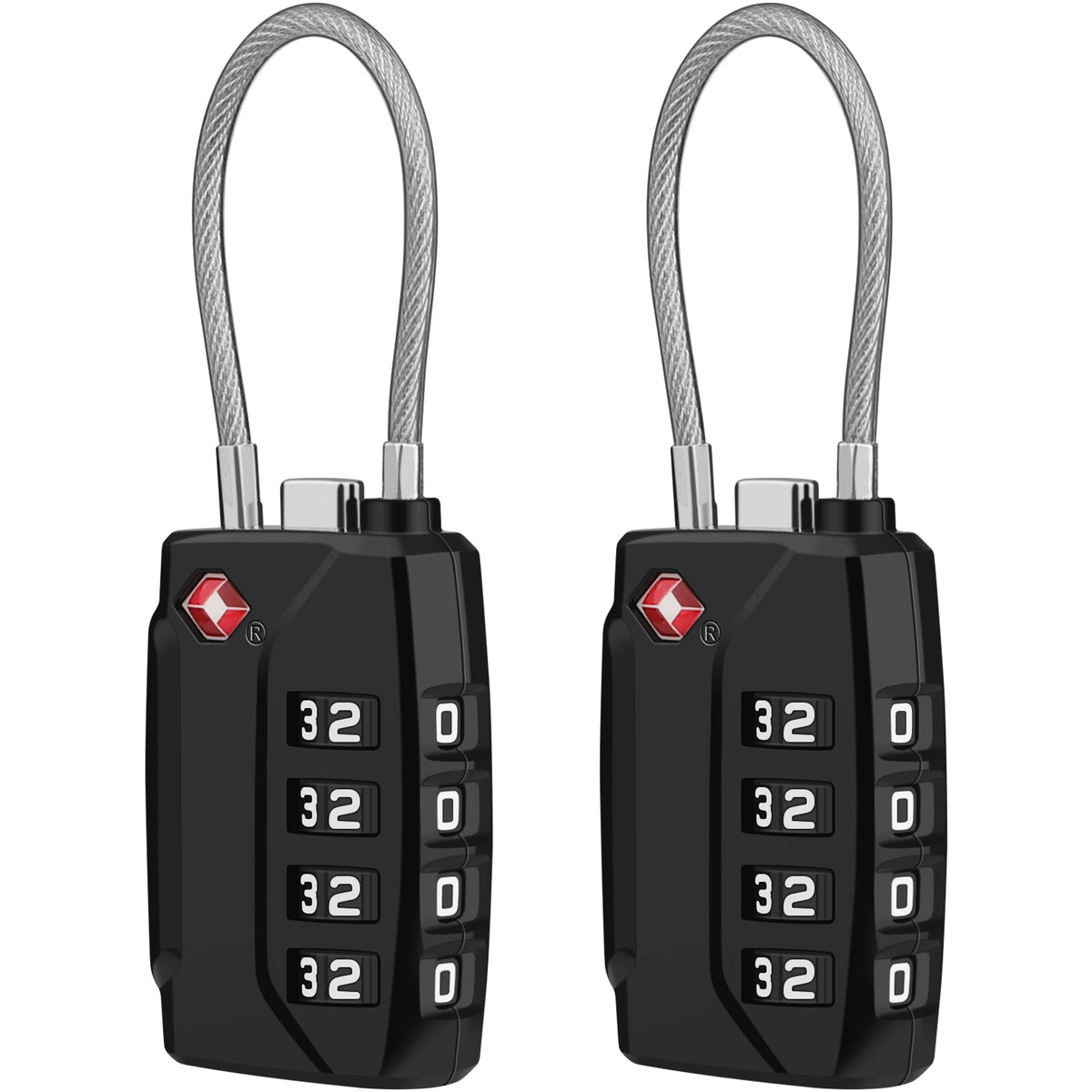Diyife TSA Suitcase Padlock, 4 Digit Combination Lock, Travel Lock for Luggage, Travel Case, Locker, Black