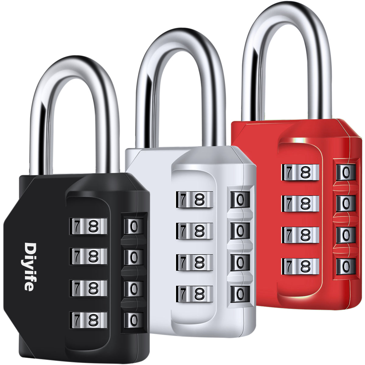 Diyife Combination Padlock, Weatherproof 4 Digit Resettable Locker Lock