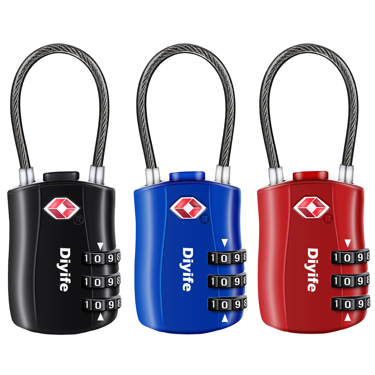 Diyife TSA Combination Padlock, 3 Digit Luggage Lock, Travel Lock for Suitcase, Backpack, Locker, Briefcase