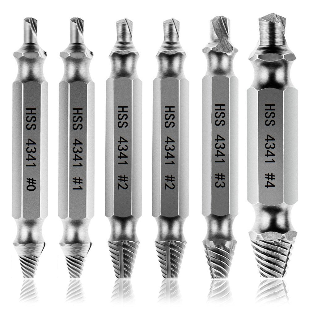 Screw Extractor, [Gift for Men][6 Pieces] Diyife Stripped Screw Remover, Damaged Screw Bolt Extractor Set, Speed Out Drill Bits Guide Set for Broken or Damaged Screws Made from H.S.S. 4341#