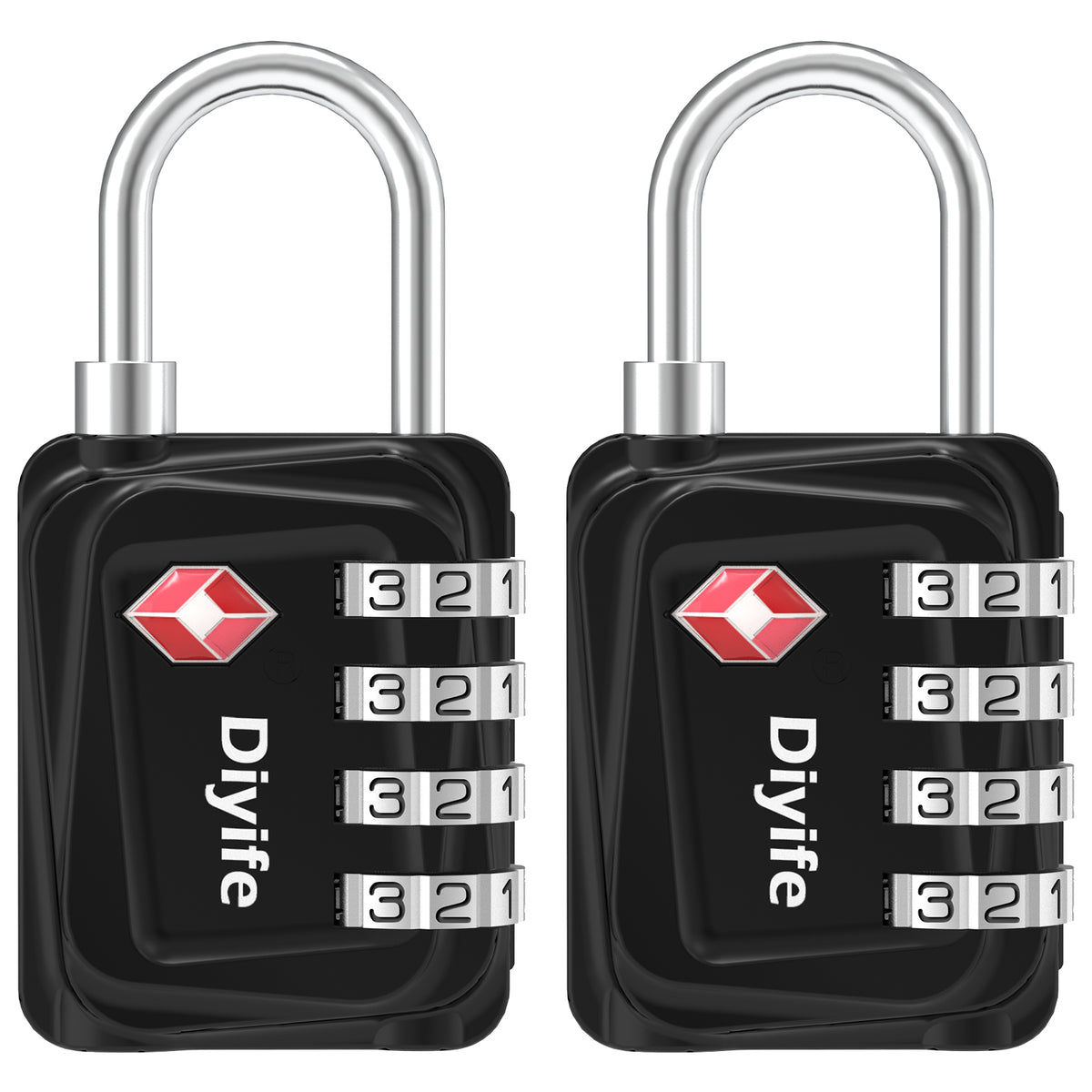 Diyife TSA Luggage Padlock, 4 Digit Combination Lock, Airplane Travel Lock for Suitcase, Gym Bag, Backpack, Case