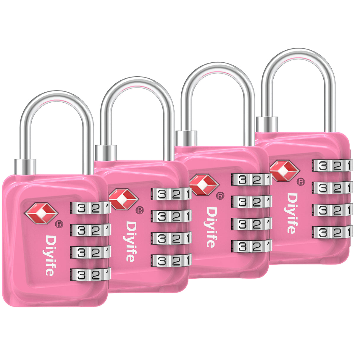 Diyife TSA Luggage Padlock, 4 Digit Combination Lock, Airplane Travel Lock for Suitcase, Gym Bag, Backpack, Case