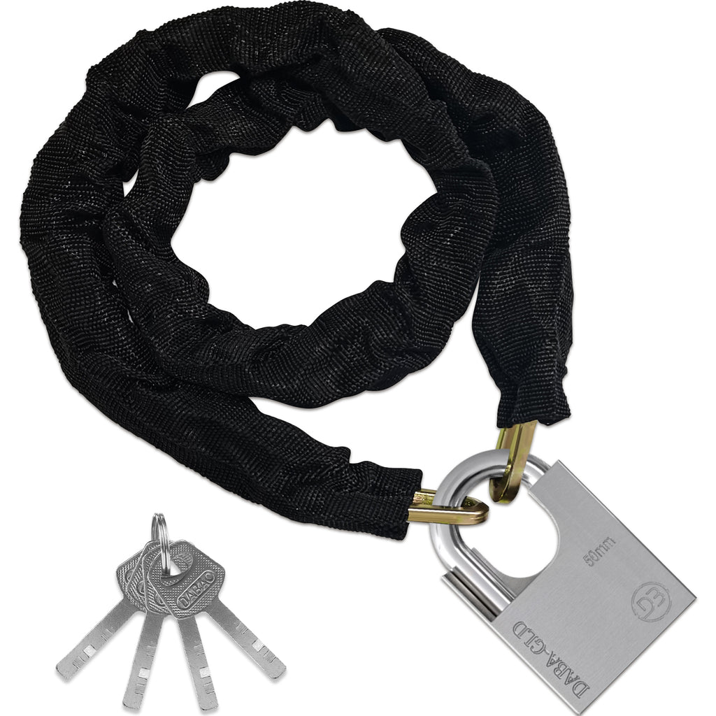 Diyife Bike Lock Heavy Duty, [Reforced Version] [4 Keys] 1m x 6mm Anti-Theft Bike Chain Lock High Security, Weatherproof Bicycle Lock 50mm Padlock for Bike, Motorcycle, Scooter, Door, Gate, Fence