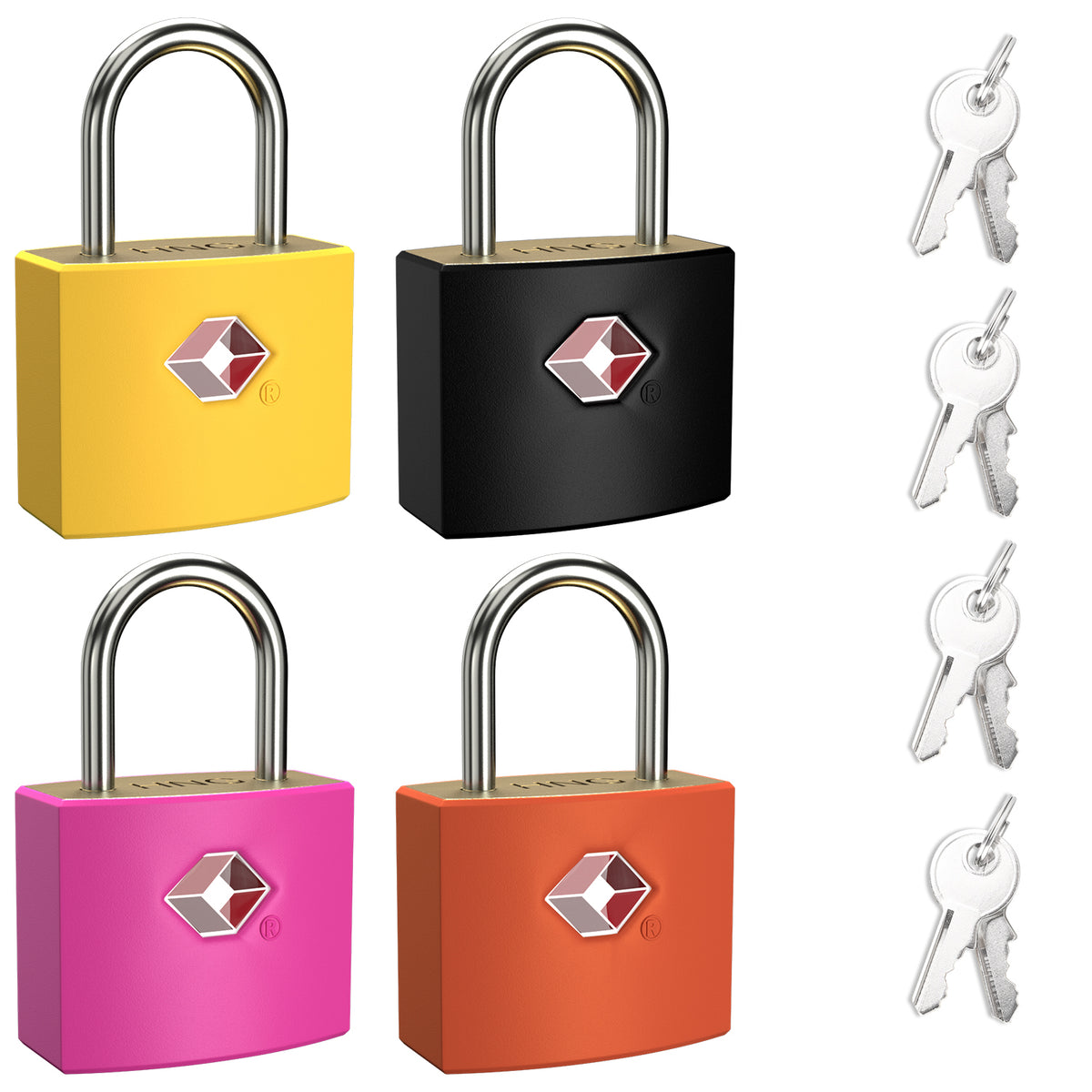 Diyife TSA Suitcase Padlock, 4-Pack Travel Locks with Keys, 4 Colors, for Backpacks, Suitcases, Cabinets, Luggage