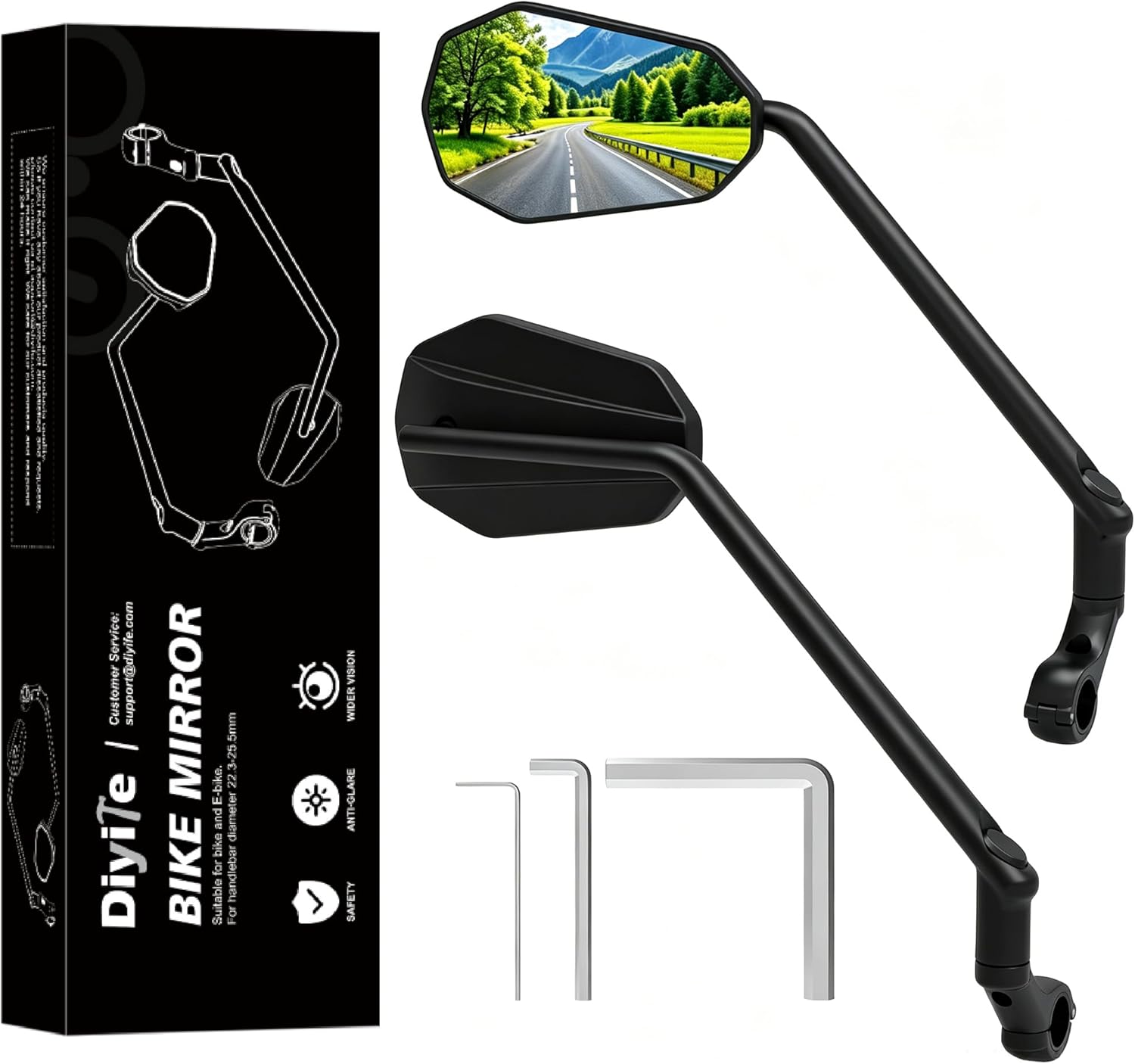 Diyife 2 Pcs HD Wide Angle Large Bicycle Mirrors