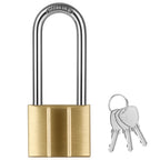 Heavy Duty Solid Brass Long Padlock with 3 Keys, 40mm Width 6mm Shackle 5-Pin Cylinder, Diyife Weatherproof Corrosion Resistant High Security Outdoor Lock for Gate, Garage, Storage Unit, Trailer