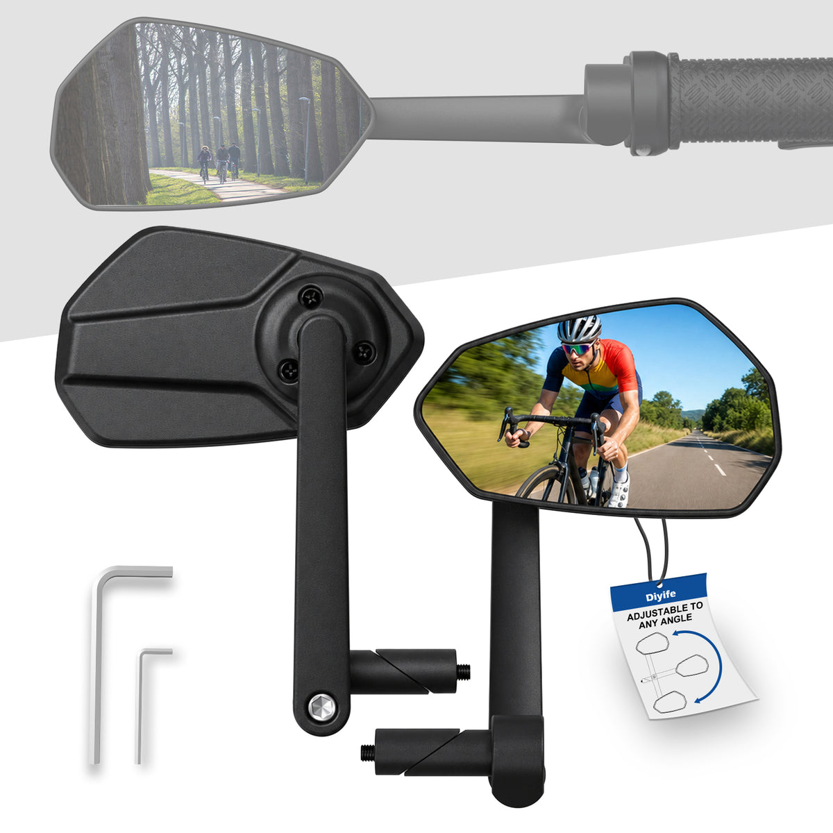 Diyife Bar End Bike Mirrors, HD Version Bicycle Mirrors for Handlebar