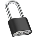 Large Heavy Duty Combination Padlock, [Long Shackle 8mm Thick] Diyife 51.5mm 4 Digit Locker Lock Weatherproof Outdoor Combination Lock for Gate, Shed, Fence, Cabinet, School, Gym (Black)