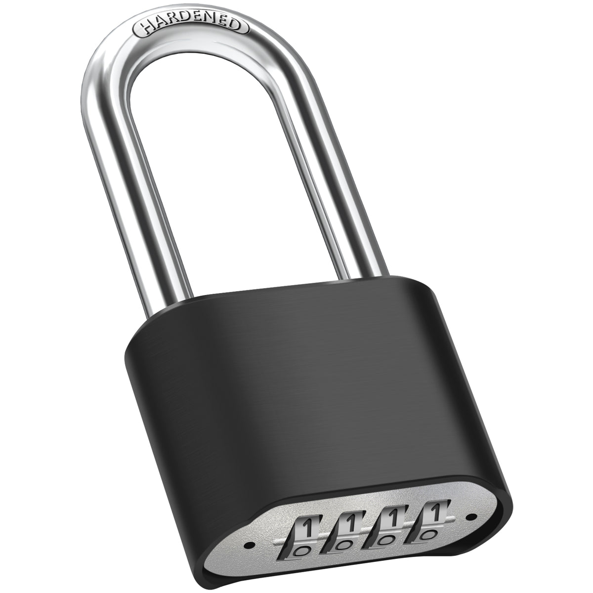 Large Heavy Duty Combination Padlock, [Long Shackle 8mm Thick] Diyife 51.5mm 4 Digit Locker Lock Weatherproof Outdoor Combination Lock for Gate, Shed, Fence, Cabinet, School, Gym (Black)