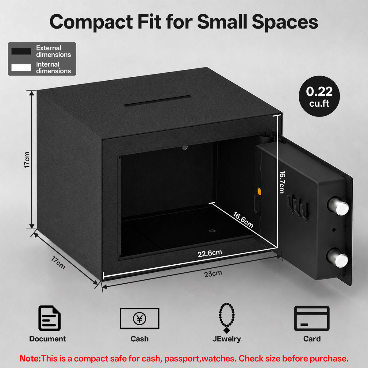 Small Safe Box for Home, Diyife 0.22 Cu Ft Money Safe Security Lock Box