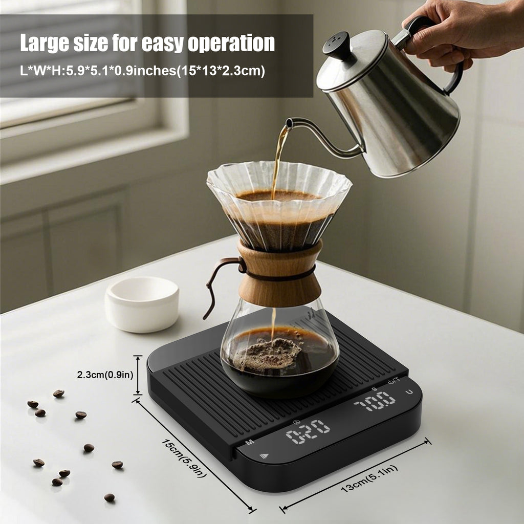 Rechargeable Mini Coffee Scales with Timer, Diyife 0.1g/3KG High Precision, Electronic Espresso Scale, HD LED Display, Auto & Manual Timing, Portable Analytical Lab Balance for Labs, Jewellers, Gold