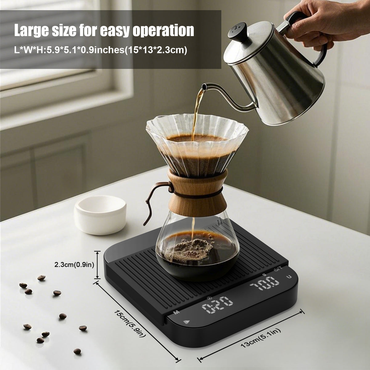 Rechargeable Mini Coffee Scales with Timer, Diyife 0.1g/3KG High Precision, Electronic Espresso Scale, HD LED Display, Auto & Manual Timing, Portable Analytical Lab Balance for Labs, Jewellers, Gold