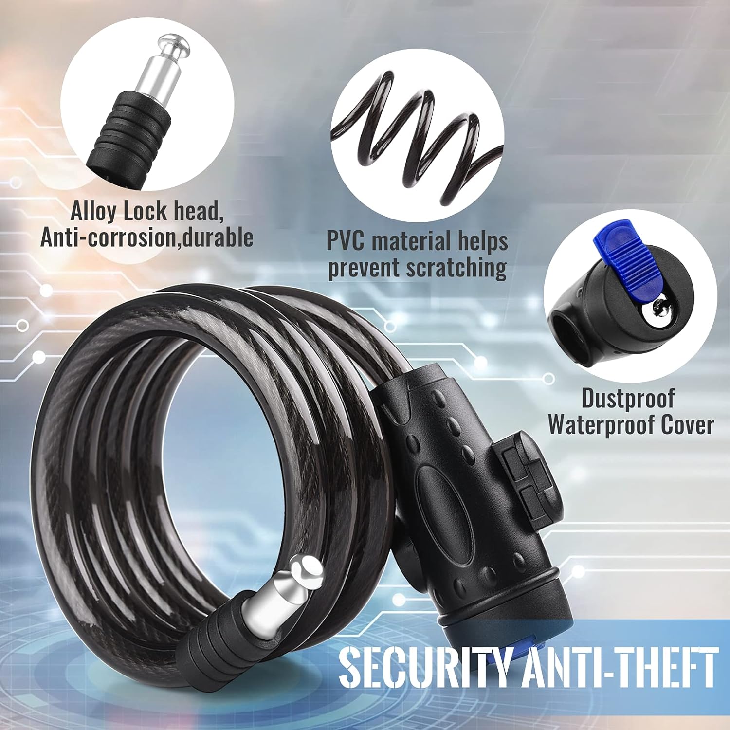 [4ft/1.2m] Diyife Bike Cable Locks with 2 Keys