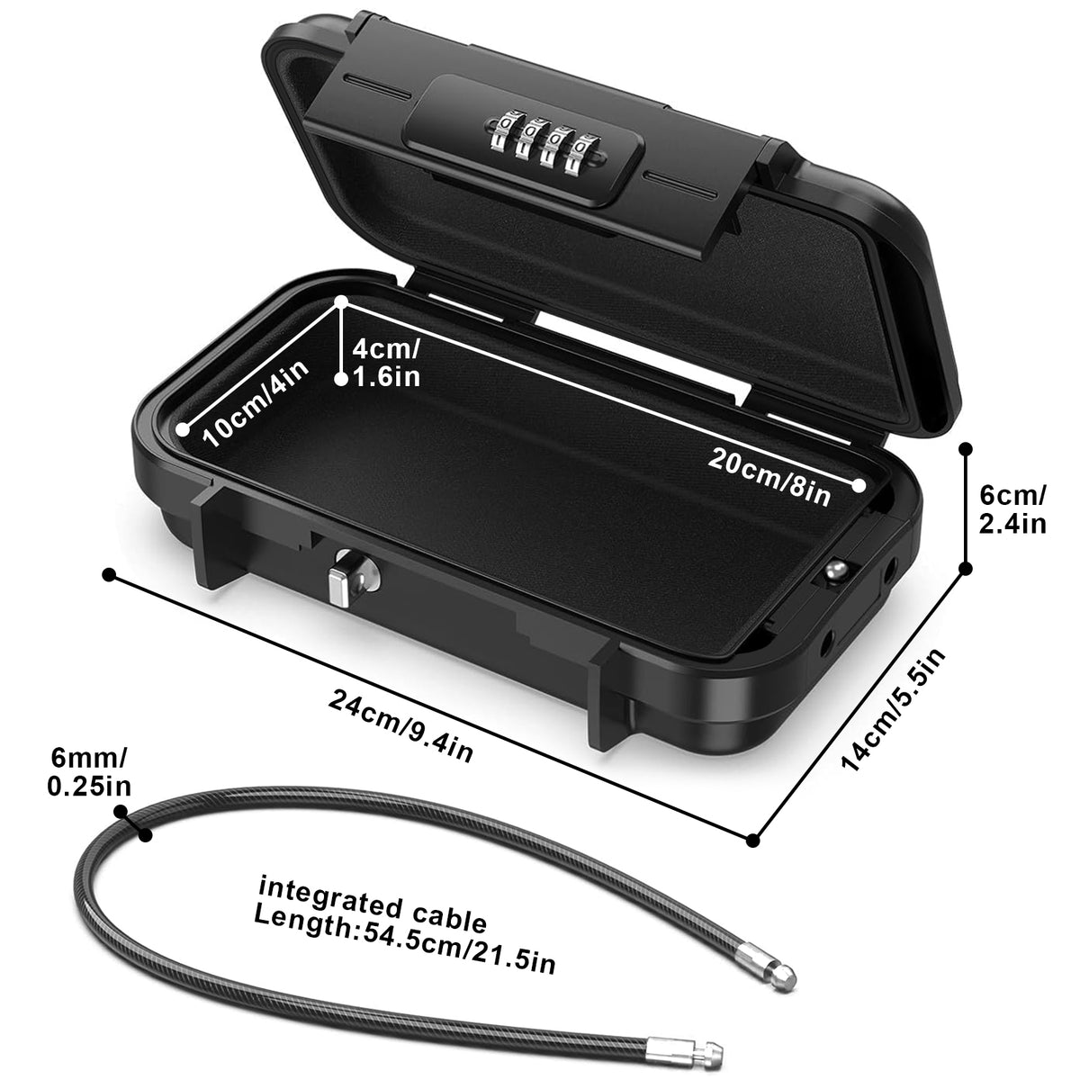 Diyife Portable Safe Box – [Waterproof] Travel Safe Combination Case, Anti-Theft Security Box with 4-Digit Code & Removable Wire Rope for Hotels, Travel, Sports, Office & Vacation