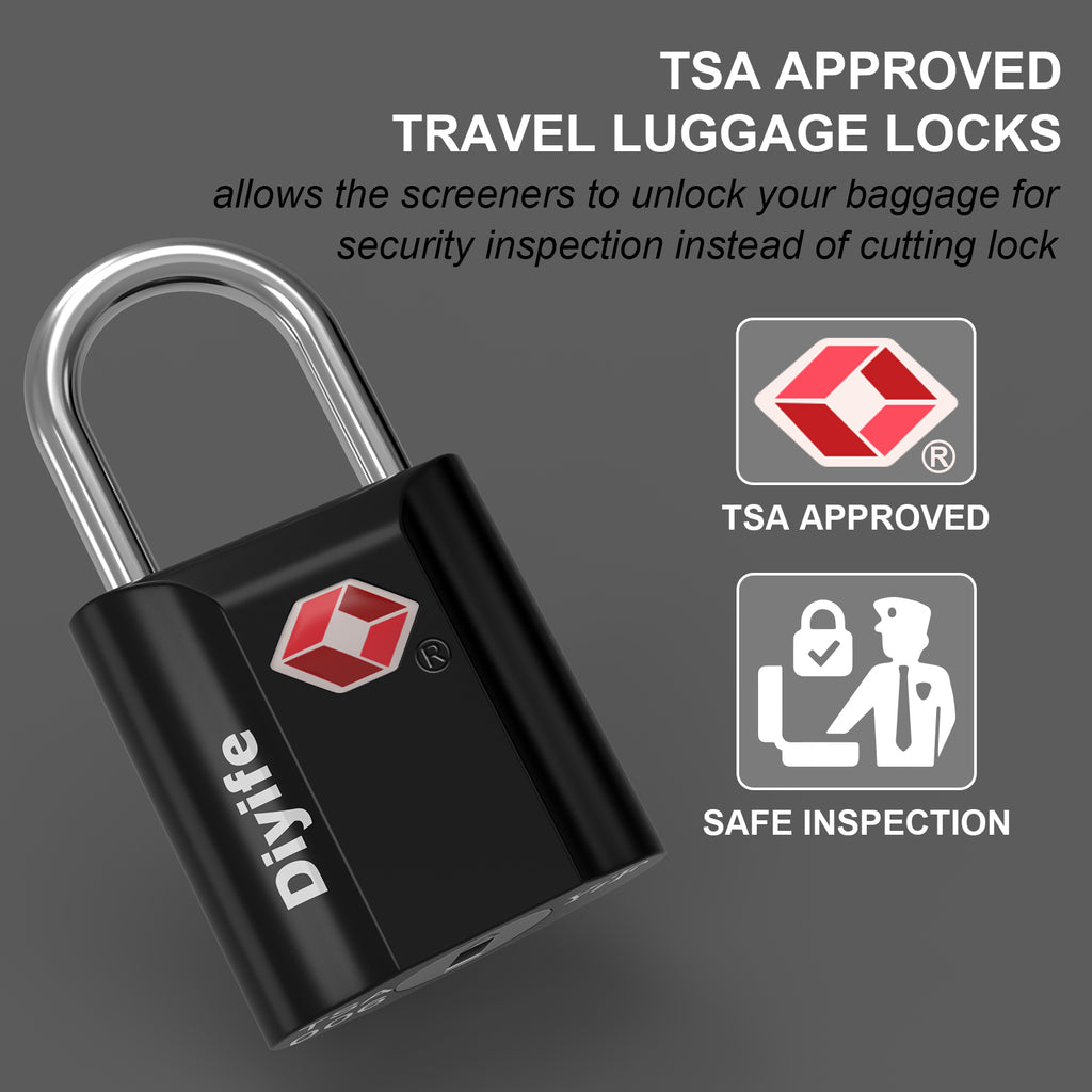 Diyife TSA Travel Padlock, Key Lock, Mini TSA Lock for Suitcase, Luggage, Travel Case, Locker
