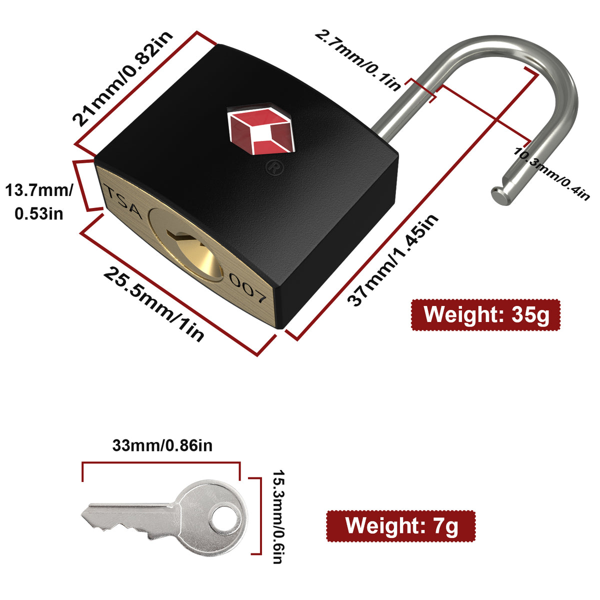 Diyife TSA Suitcase Padlock, 4-Pack Travel Locks with Keys, 4 Colors, for Backpacks, Suitcases, Cabinets, Luggage