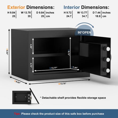 Diyife 22.6L Waterproof Safe Box with Dual-Way Opening for Home, Hotel & Office