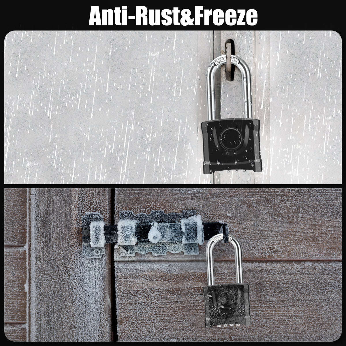 Large Heavy Duty Combination Padlock, [Long Shackle 8mm Thick] Diyife 54mm Locker Lock, 4 Digit Weatherproof Padlock, [One-Click Open] Combination Lock for Gym, Outdoor, Shed, Fence, Cabinet (Black)