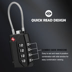 Diyife TSA Suitcase Padlock, 4 Digit Combination Lock, Travel Lock for Luggage, Travel Case, Locker, Black