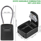 Key Safe Box, [Weatherproof] Diyife 4-Digit Combination Key Lock Box Removable Wire Rope Shackle, Hangable Portable Security Key Lock Box for Home Office Garage School