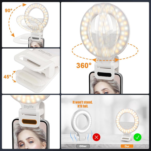 Diyife 360° Rotation Selfie Ring Light