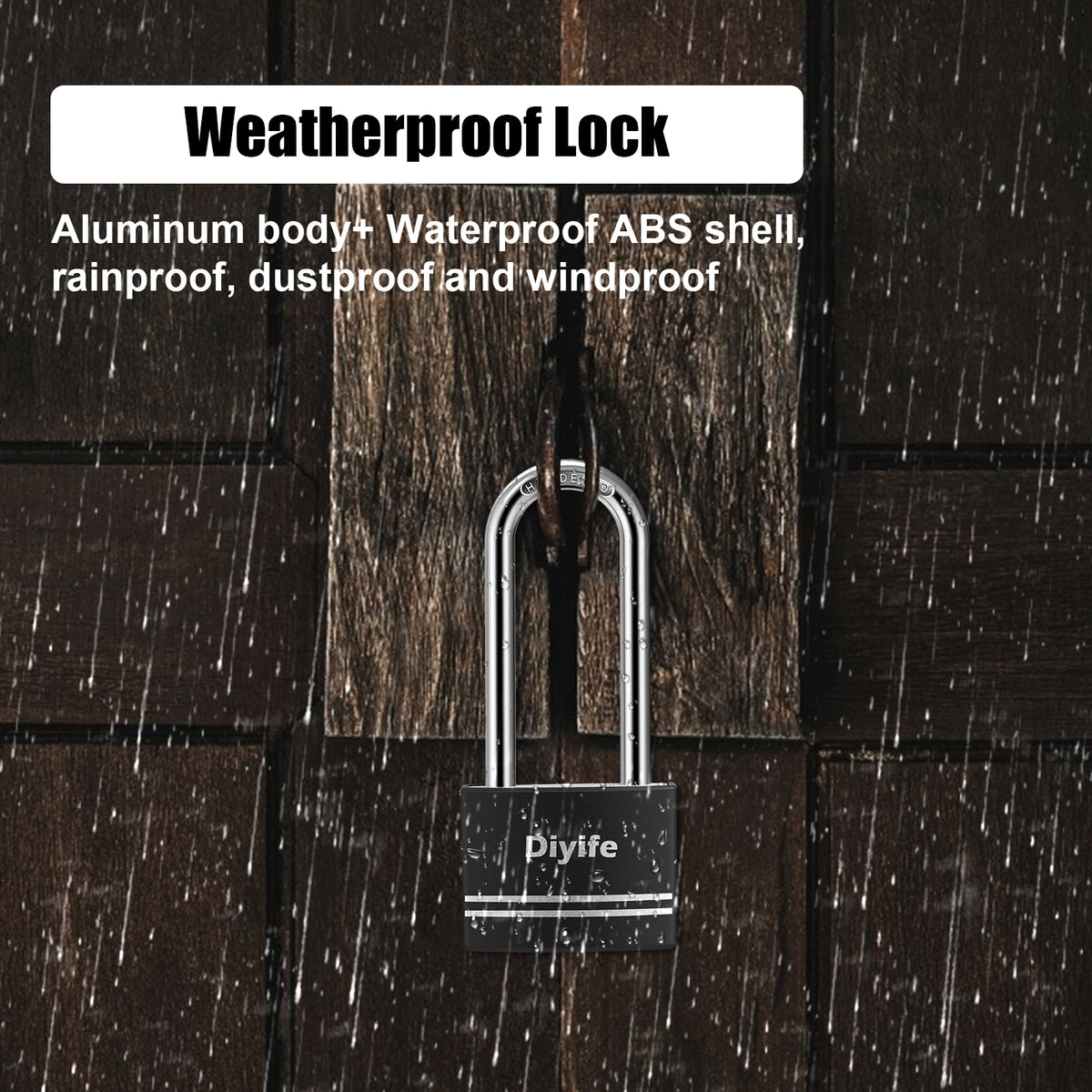 Diyife Padlock with Key, [2 Keys] Aluminum Lightweigt Long Shackle Padlocks, Anti-Rust Key Lock Outdoor Weatherproof Lock, 40mm Locker Locks for School, Gym Locker, Fence, Gate, Garage, Shed (Black)