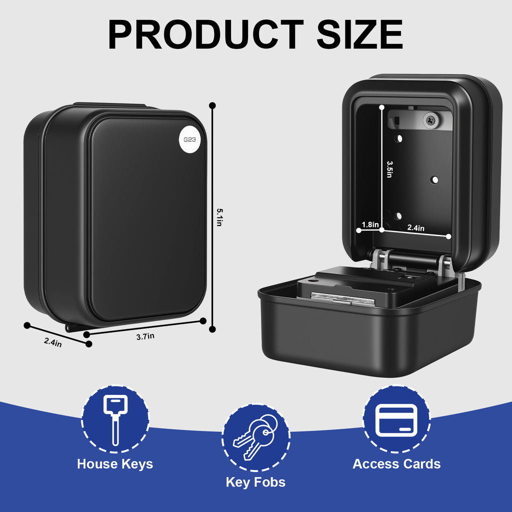Diyife Large Key Safe Wall Mounted for Car Keys Outdoor with Light Up Dials Waterproof,4 Digit Combination Lock Box with Protective Cover for Rentals Airbnb House Garage, Internal Dimensions:90x60x46mm