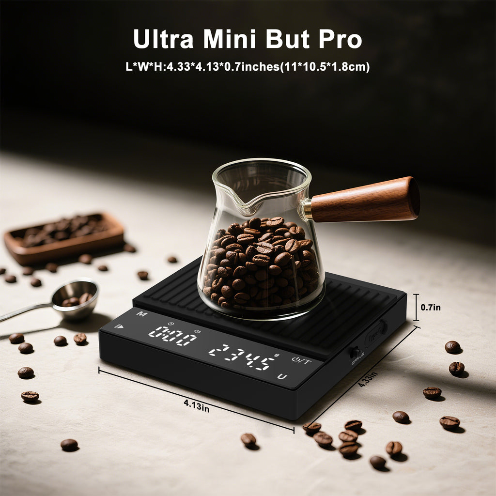 Diyife Rechargeable Mini Coffee Scales with Timer, 0.1g/2kg High Precision, Electronic Digital Espresso Scale with HD LED Display, Portable Analytical Lab Balance for Labs, Jewellers, Gold, Food