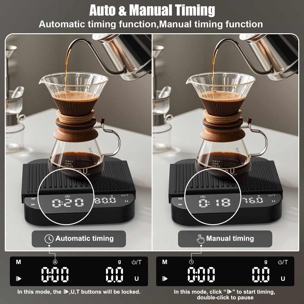 Rechargeable Mini Coffee Scales with Timer, Diyife 0.1g/3KG High Precision, Electronic Espresso Scale, HD LED Display, Auto & Manual Timing, Portable Analytical Lab Balance for Labs, Jewellers, Gold